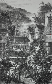 朱正发作品《溪口写生作品3》 规格：90×60cm